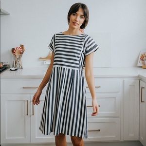 Clad & Cloth Striped Bib Dress